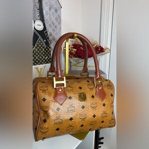 MCM Cognac Visetos Satchel